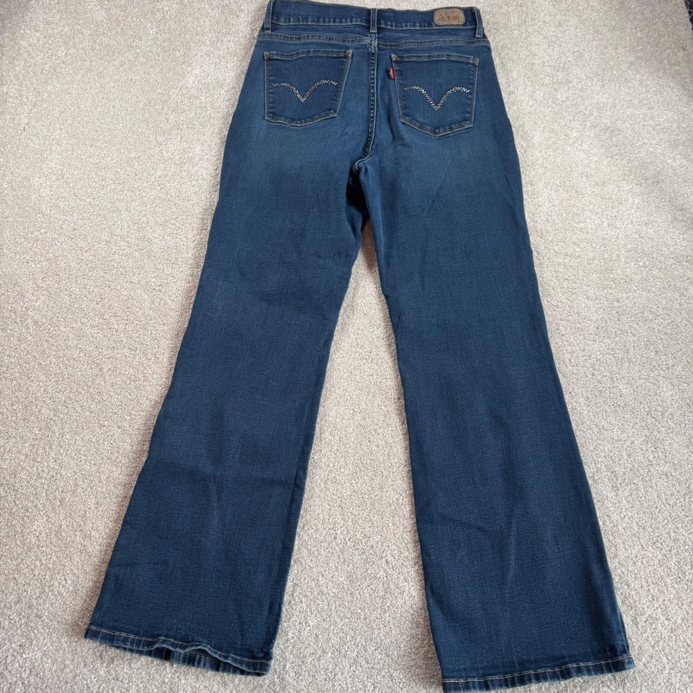 Levis 512 Perfectly Slimming Bootcut Jeans Womens 10S Dark Wash Embellished Blue - Picture 3 of 9